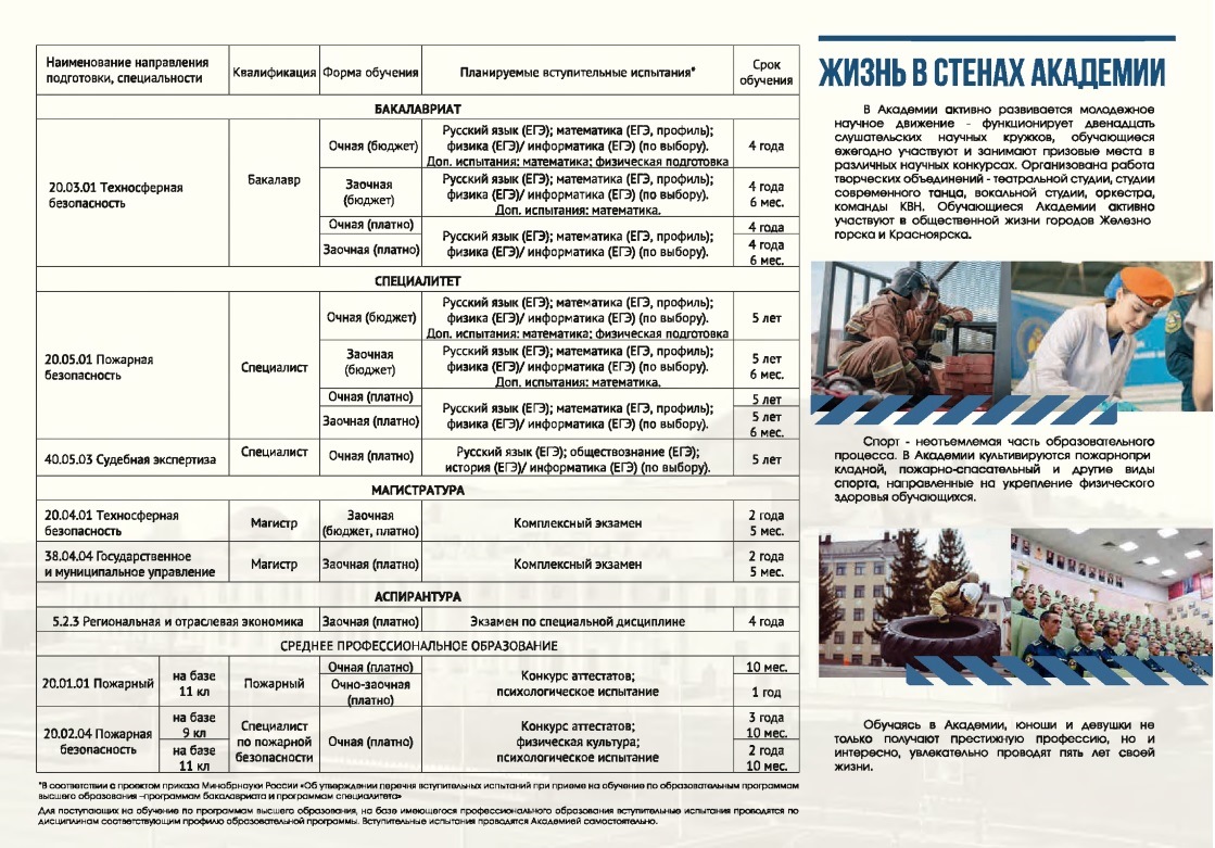 Пожарно-спасательная академия г. Железногорска.